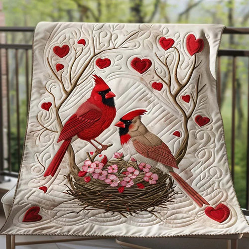 Cardinal Garden Quilt Blanket - Quilted Blanket by Wild and Way