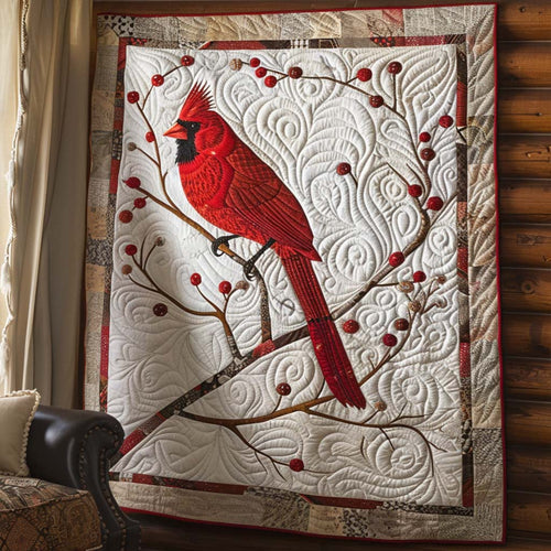 Cardinal Journey Quilt Blanket - Quilted Blanket by Wild and Way