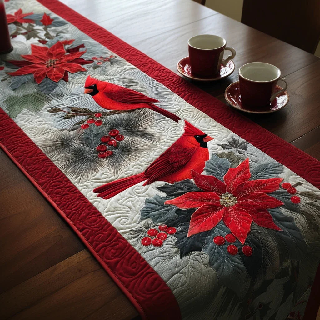 Cardinal Joy Quilted Table Runner
