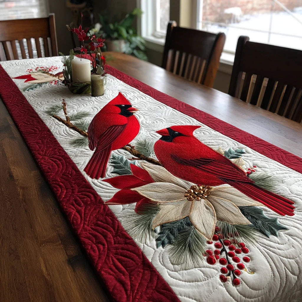 Cardinal Joy Quilted Table Runner
