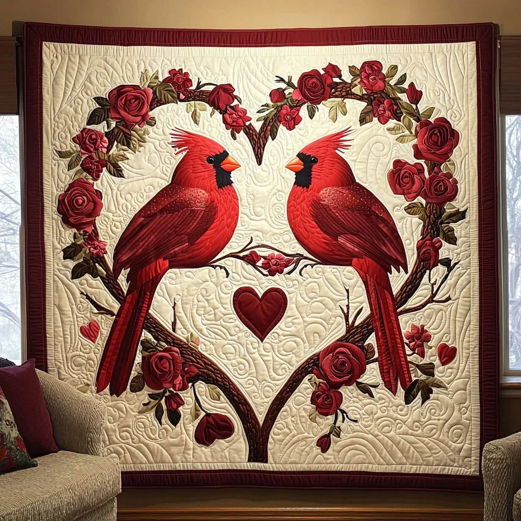 Cardinal Love Quilt Blanket