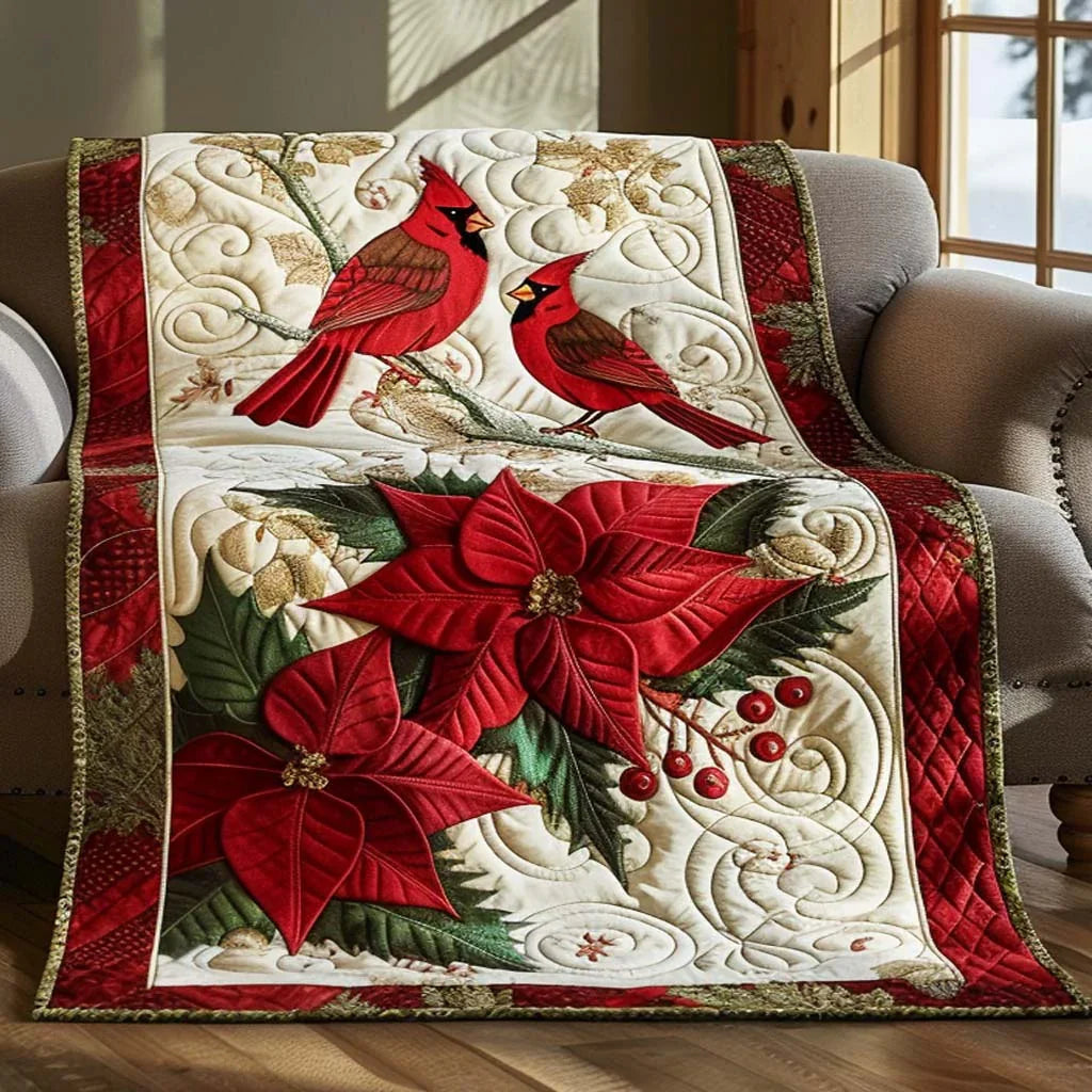 Cardinal Meadow Quilt Blanket - Quilted Blanket by Wild and Way