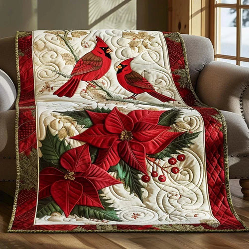 Cardinal Meadow Quilt Blanket - Quilted Blanket by Wild and Way