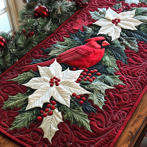 Cardinal Meadow Quilted Table Runner