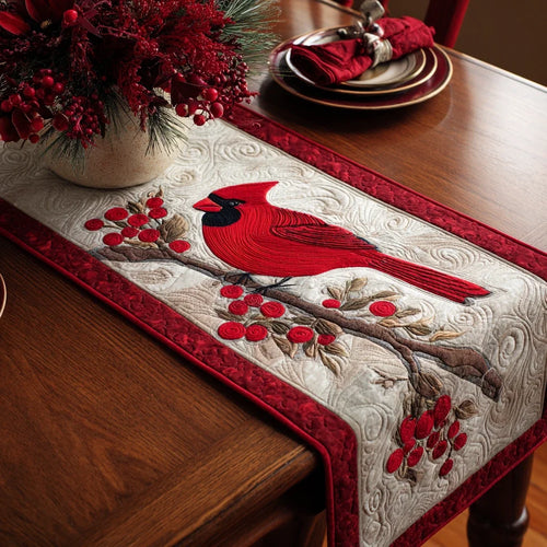 Cardinal Meadow Quilted Table Runner