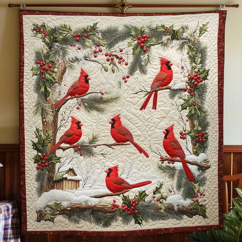 Cardinal Nest Quilt Blanket