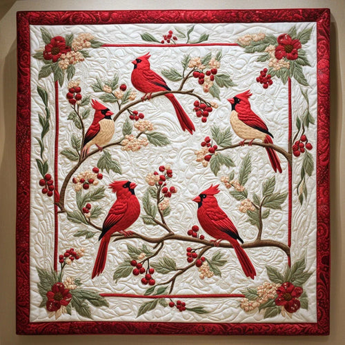 Cardinal Silent Snow Quilt Blanket