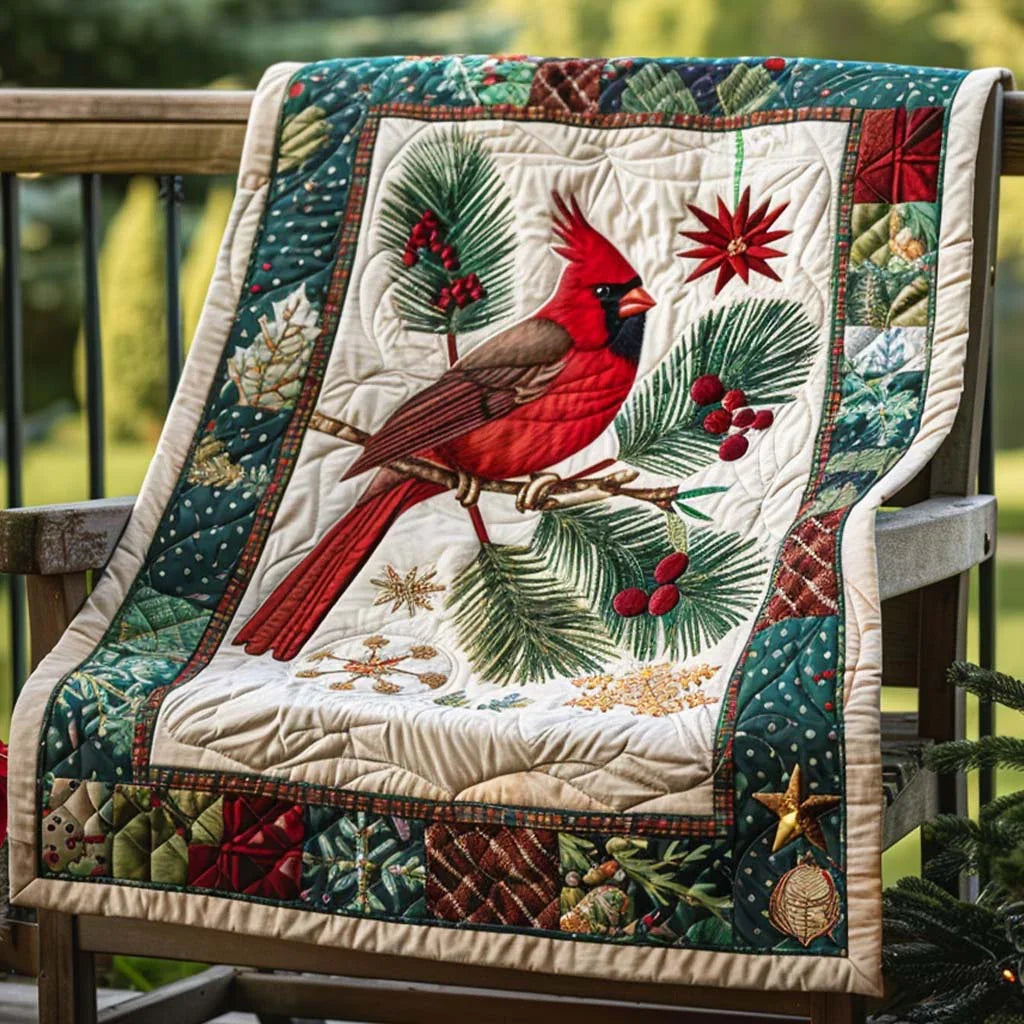 Cardinal Whisper Quilt Blanket - Quilted Blanket by Wild and Way