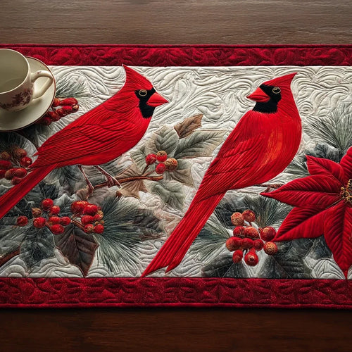 Cardinal Whisper Quilted Table Runner