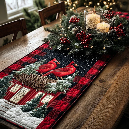 Cardinal Whisper Quilted Table Runner