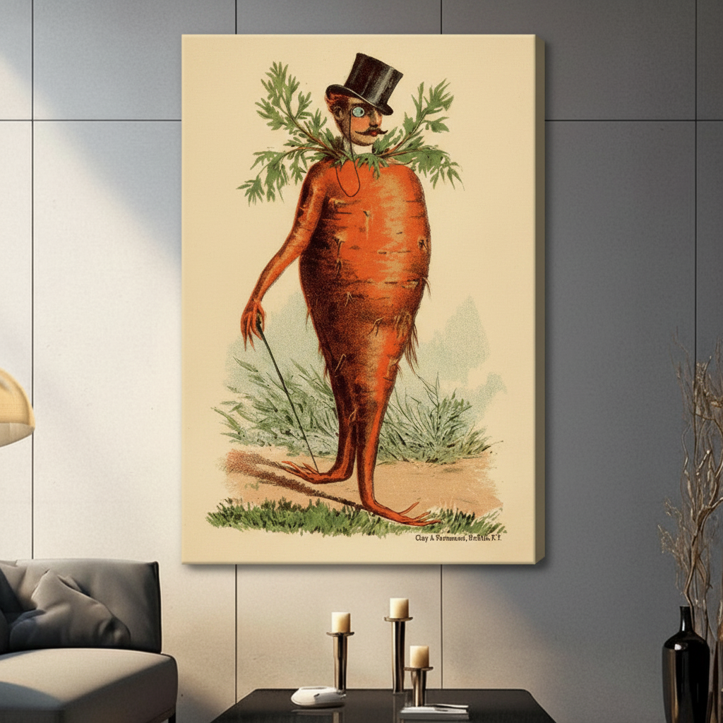 Victorian Carrot Gentleman Vintage Canvas Wall Art