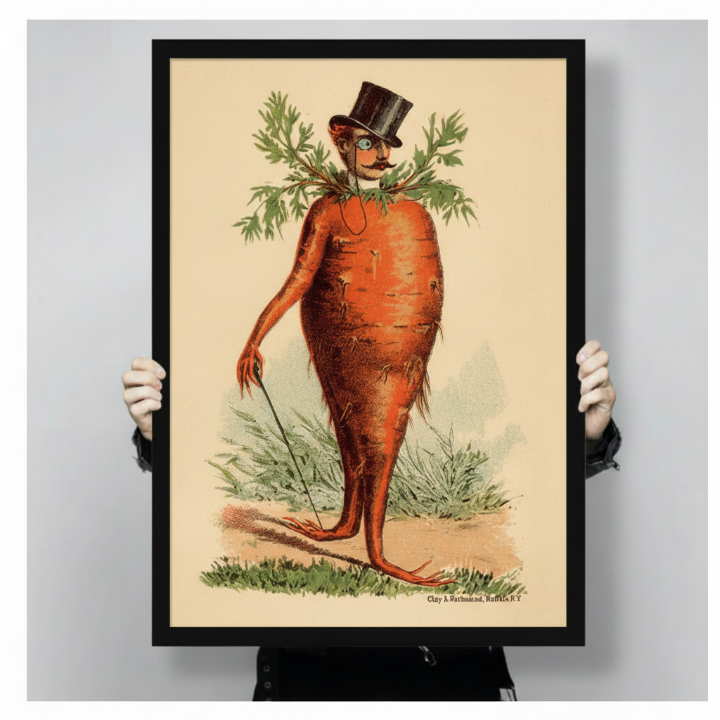 Victorian Carrot Gentleman Vintage Canvas Wall Art