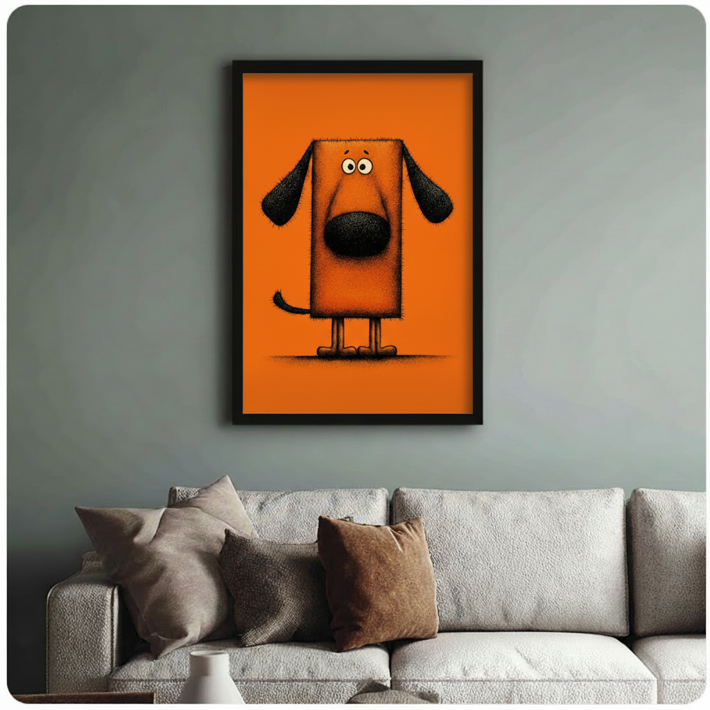 Funny Orange Pop Art Dog Canvas Wall Art
