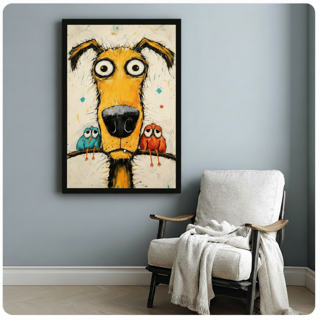Crazy Dog Graffiti Funny Canvas Wall Art