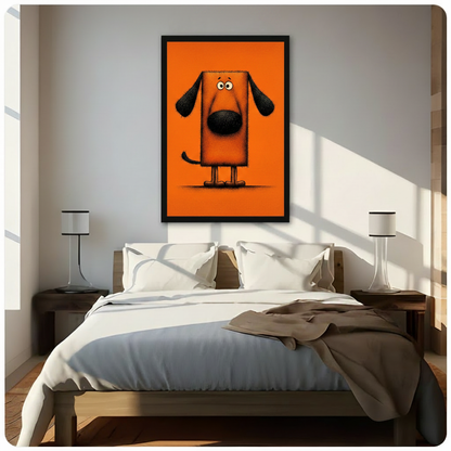 Funny Orange Pop Art Dog Canvas Wall Art