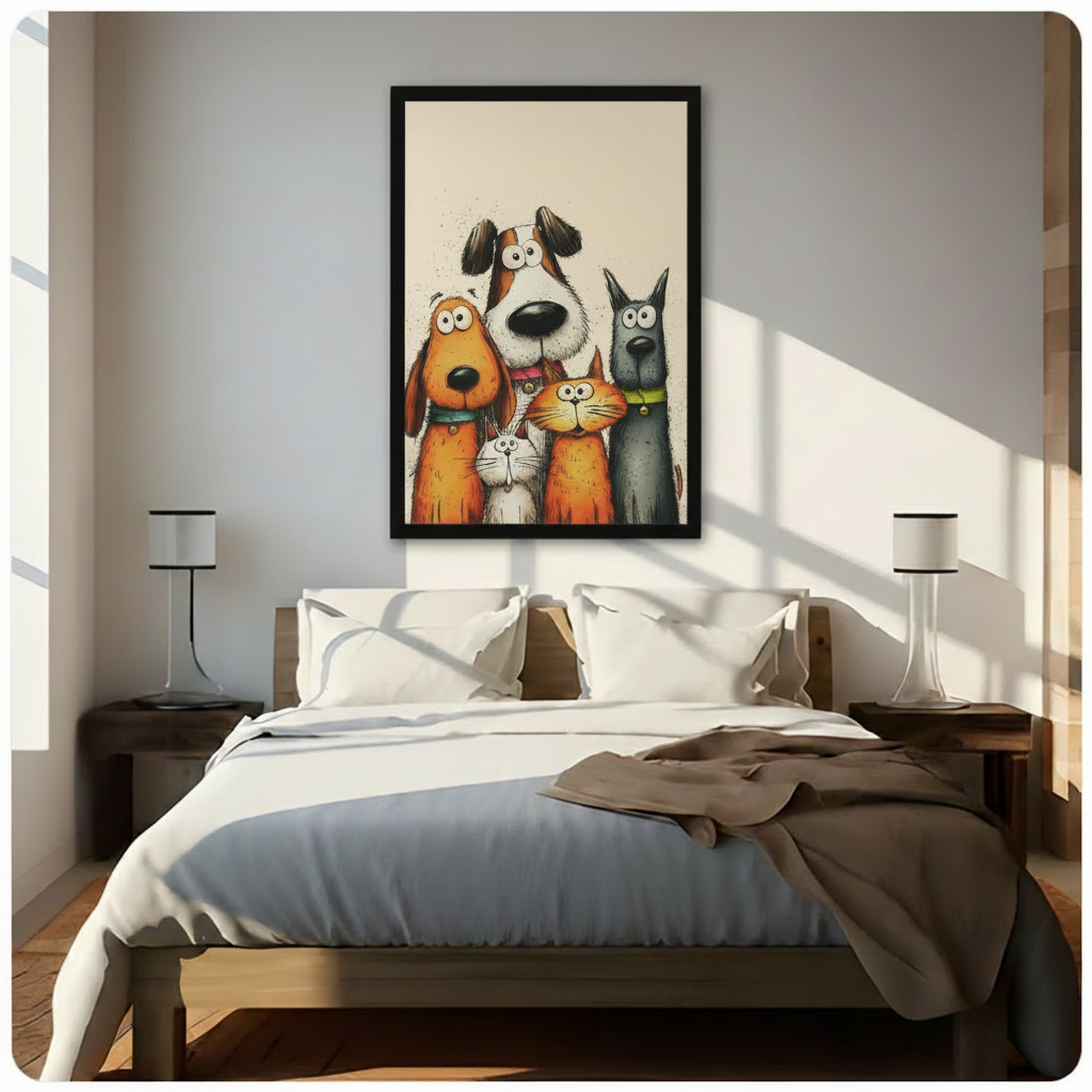 Funny Pet Squad Cartoon Canvas Wall Art