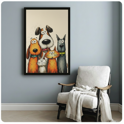 Funny Pet Squad Cartoon Canvas Wall Art