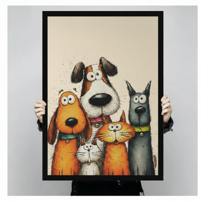 Funny Pet Squad Cartoon Canvas Wall Art