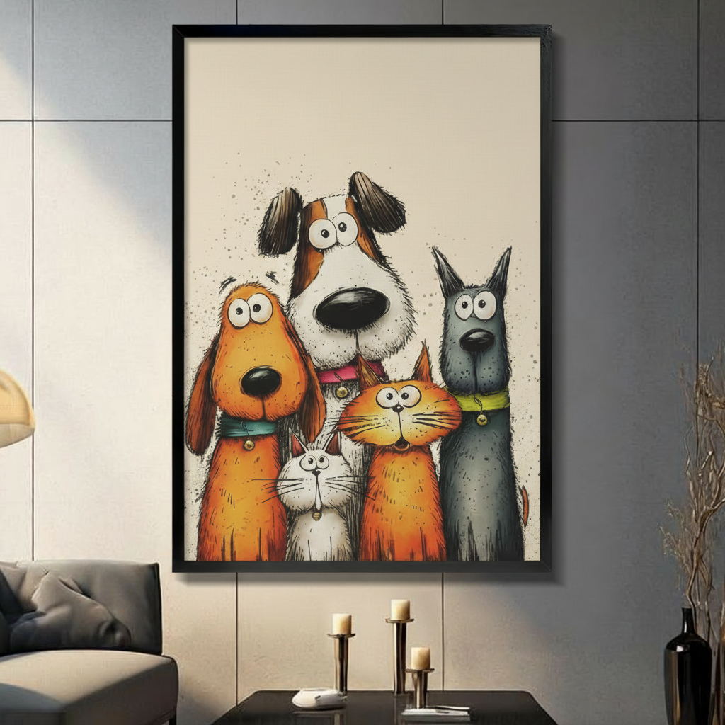 Funny Pet Squad Cartoon Canvas Wall Art