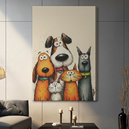 Funny Pet Squad Cartoon Canvas Wall Art