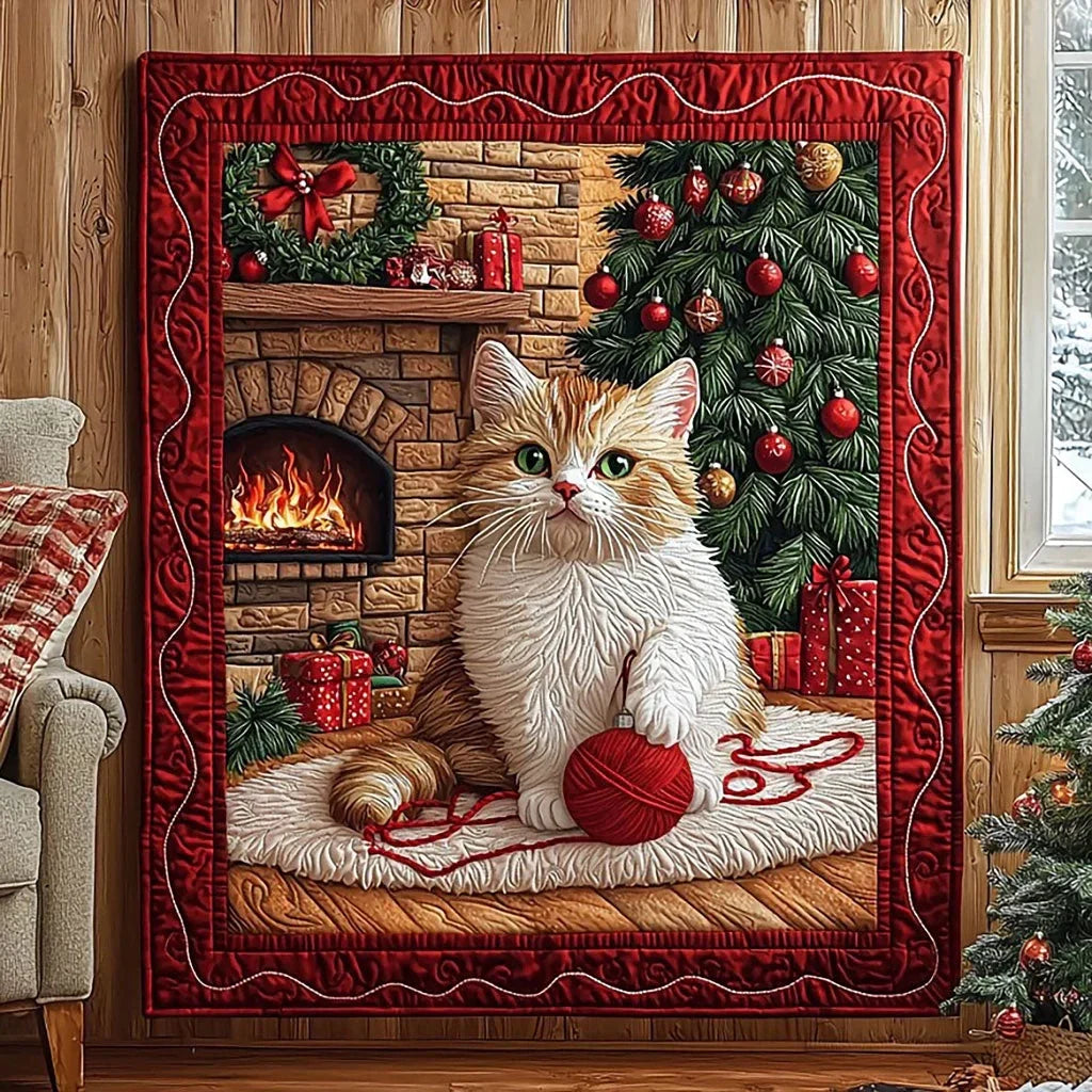 Kitten Playing With Yarn Quilt Blanket