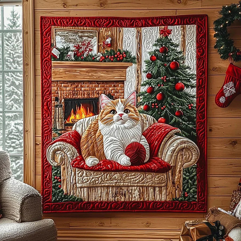 Cat On Sofa Quilt Blanket