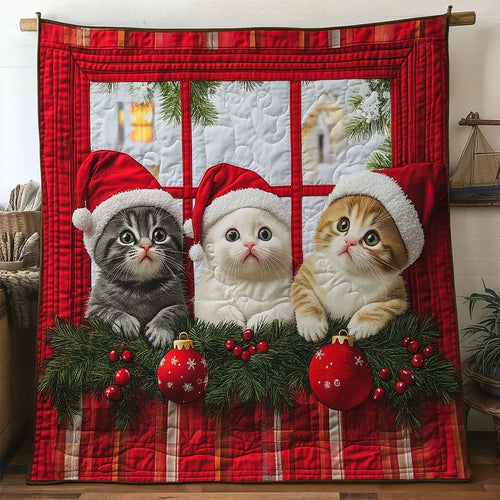 Cat At The Window Quilt Blanket
