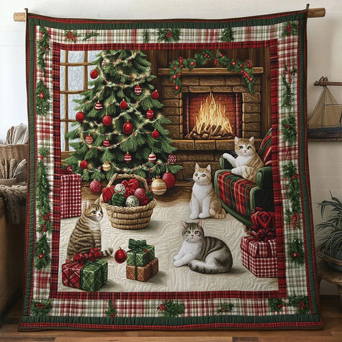 Cat By The Tree Quilt Blanket
