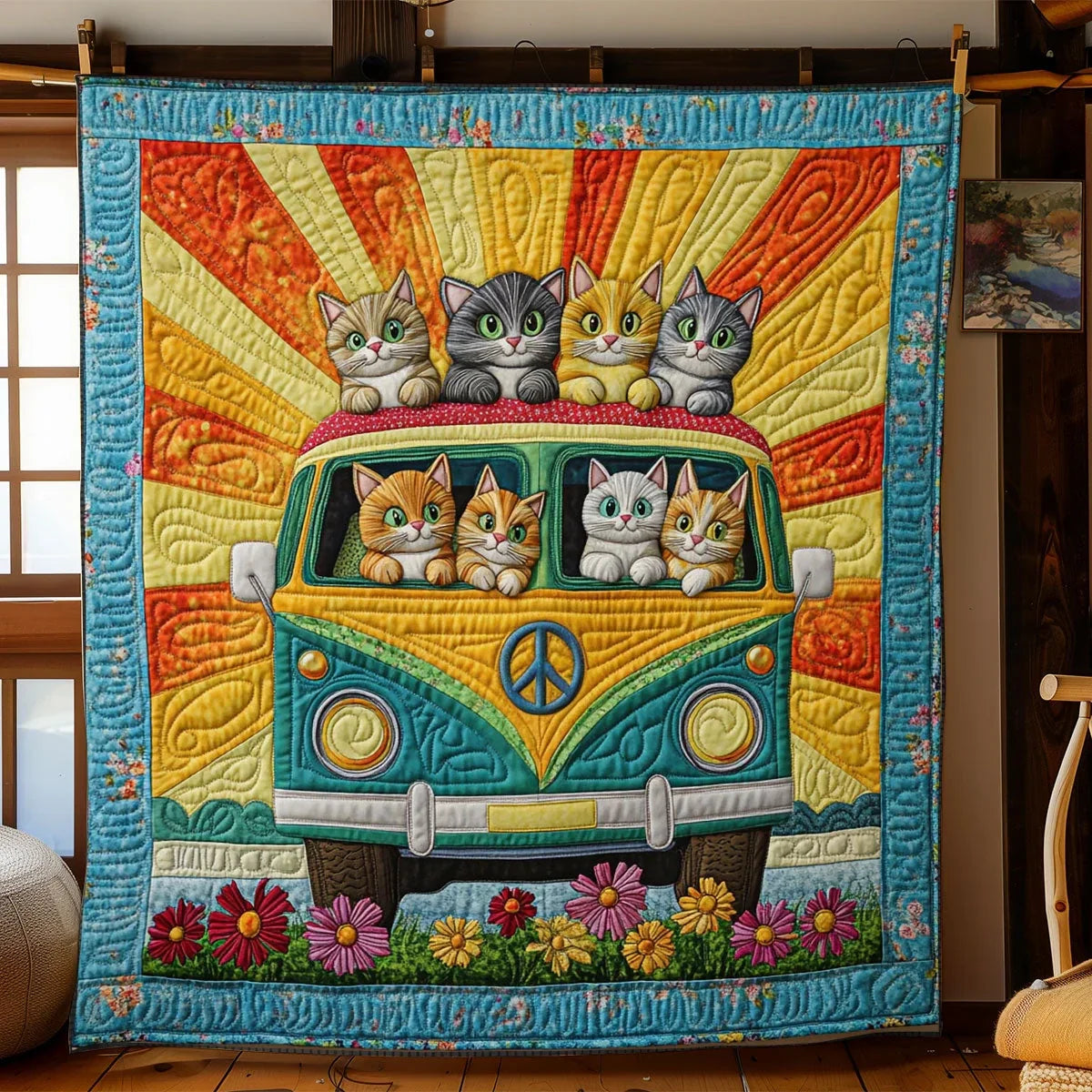 Cat Caravan Quilt Blanket