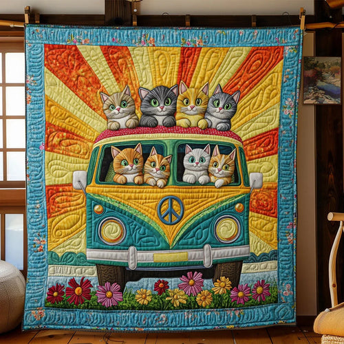 Cat Caravan Quilt Blanket
