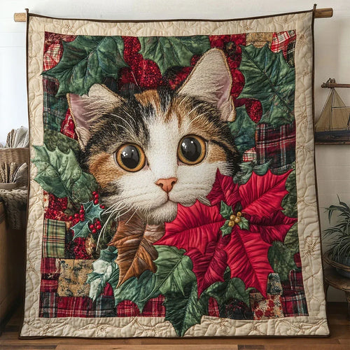 Cat Christmas Blessing Quilt Blanket