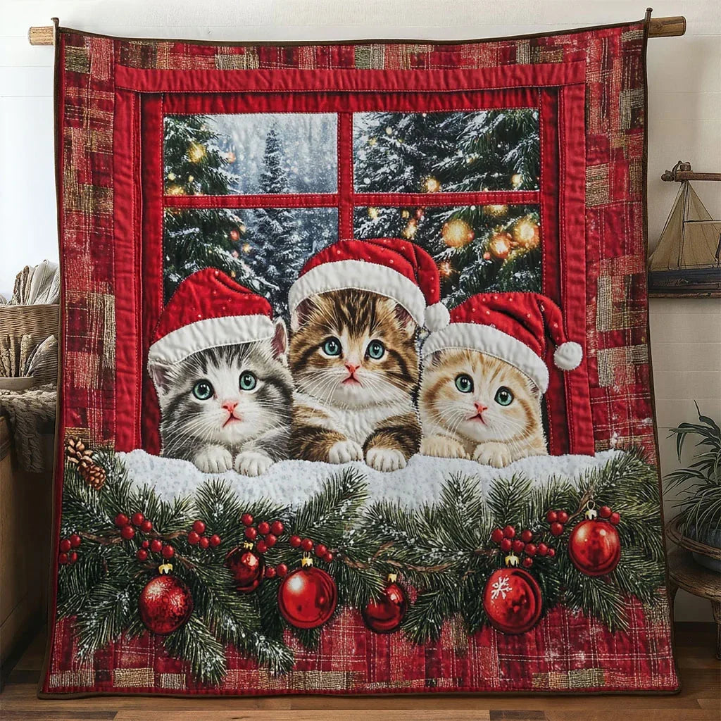 Cat Christmas Cheer Quilt Blanket