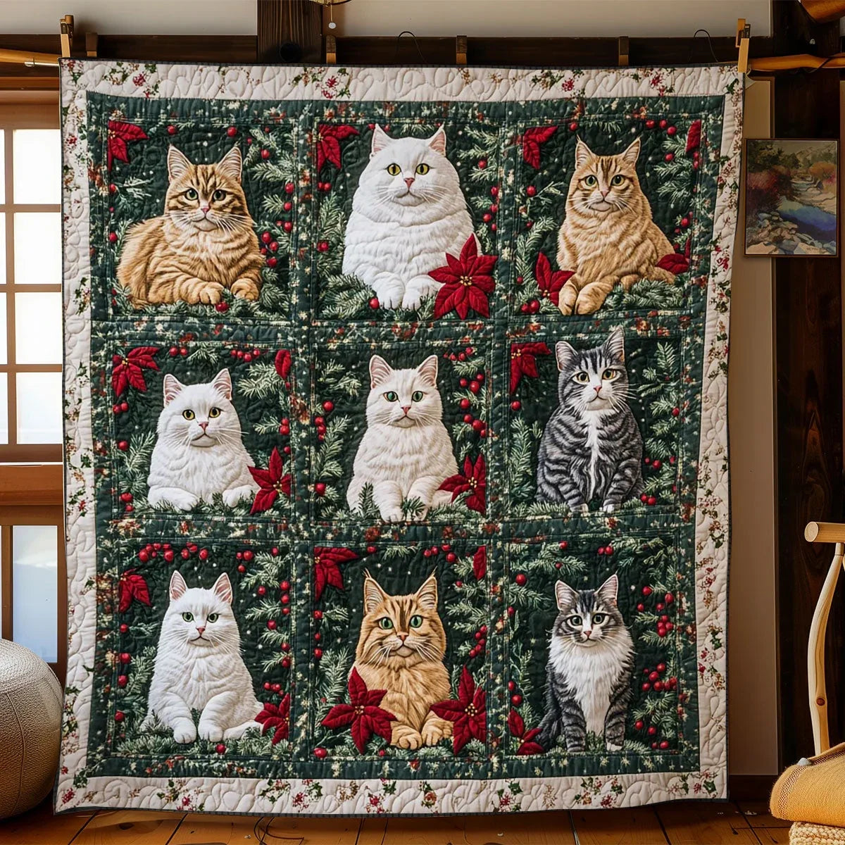 Cat Christmas Quilt Blanket