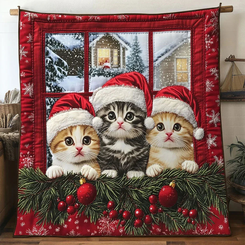 Cat Christmas Joy Quilt Blanket