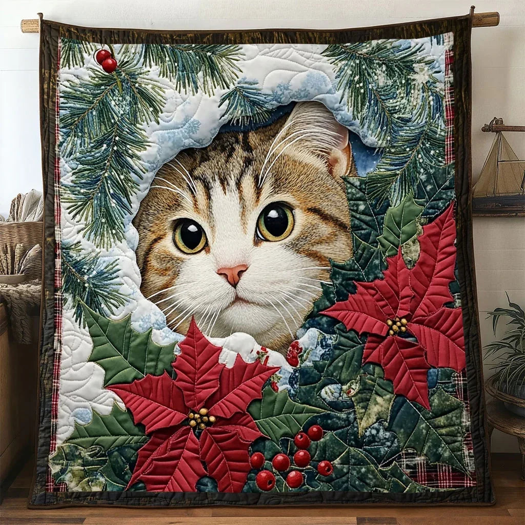 Cat Christmas Magic Quilt Blanket