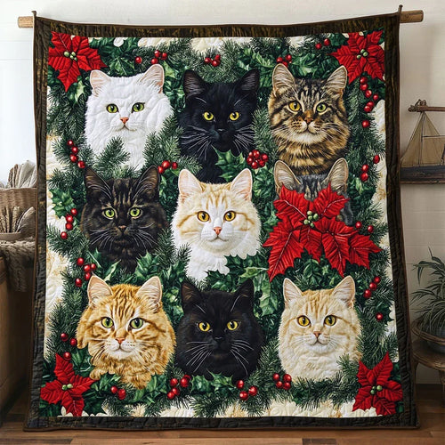 Cat Christmas Morning Quilt Blanket