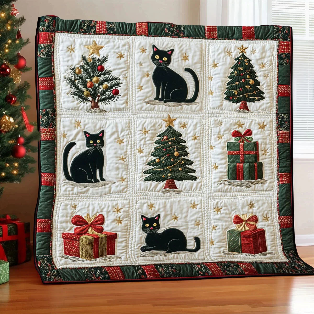 Cat Christmas Spirit Quilt Blanket