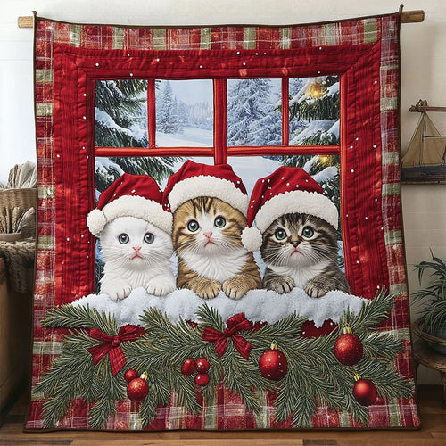 Cat Christmas Spirit Quilt Blanket