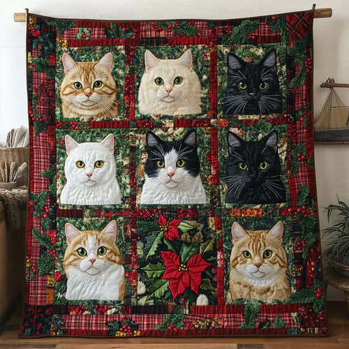 Cat Christmas Star Quilt Blanket