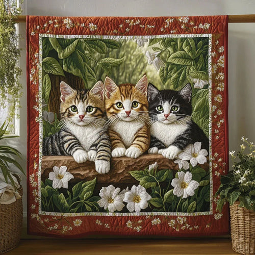 Cat Flower Dream Quilt Blanket