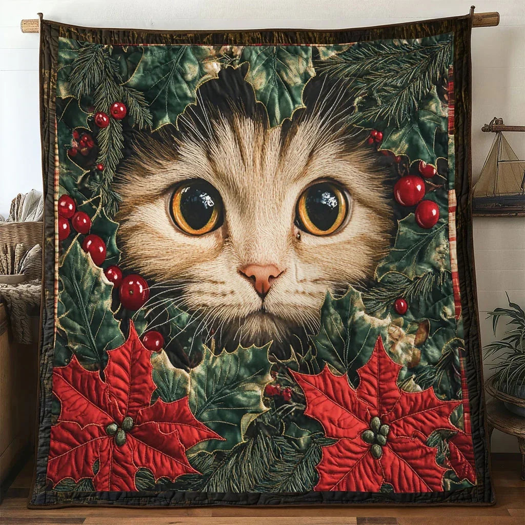 Cat Holiday Cheer Quilt Blanket