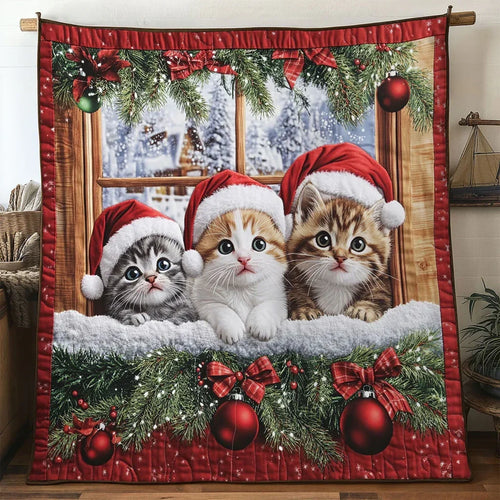 Cat Holiday Glow Quilt Blanket