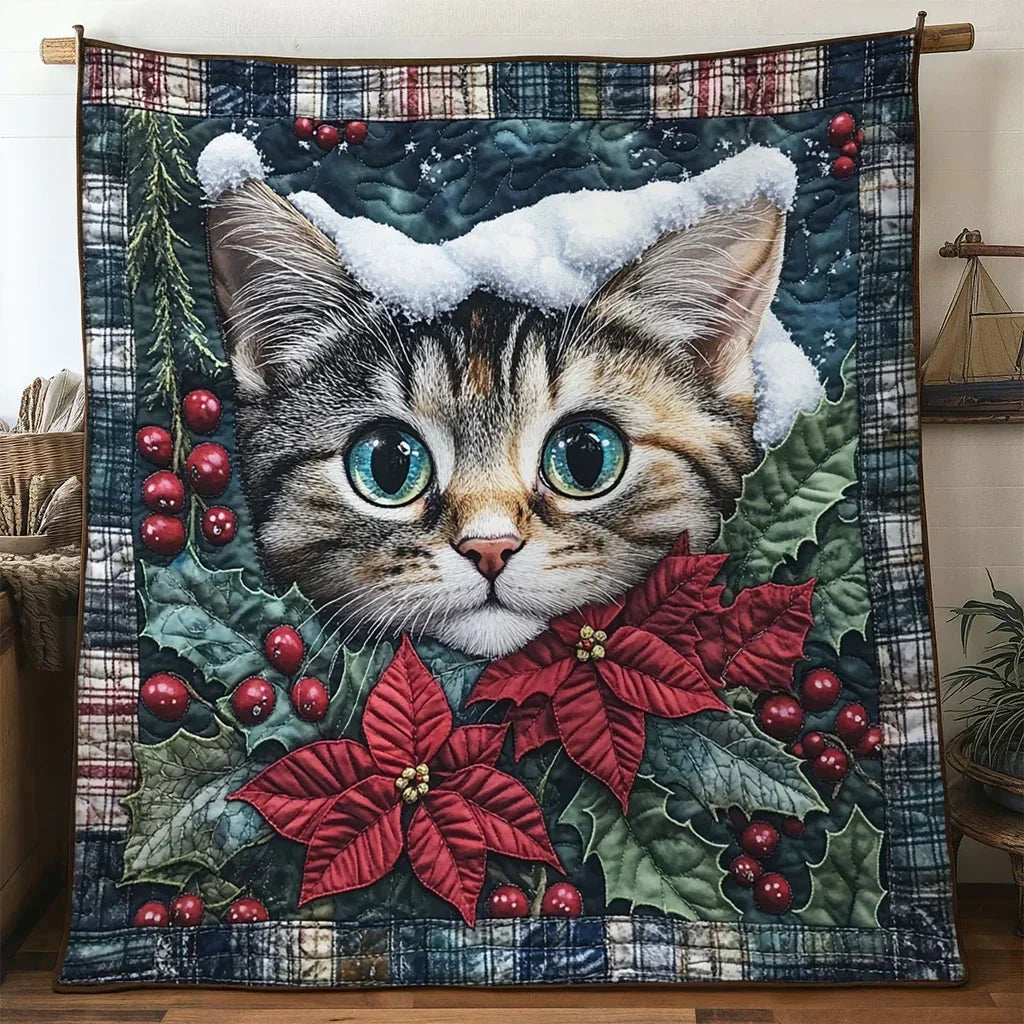 Cat Holiday Spirit Quilt Blanket
