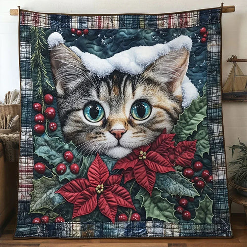 Cat Holiday Spirit Quilt Blanket