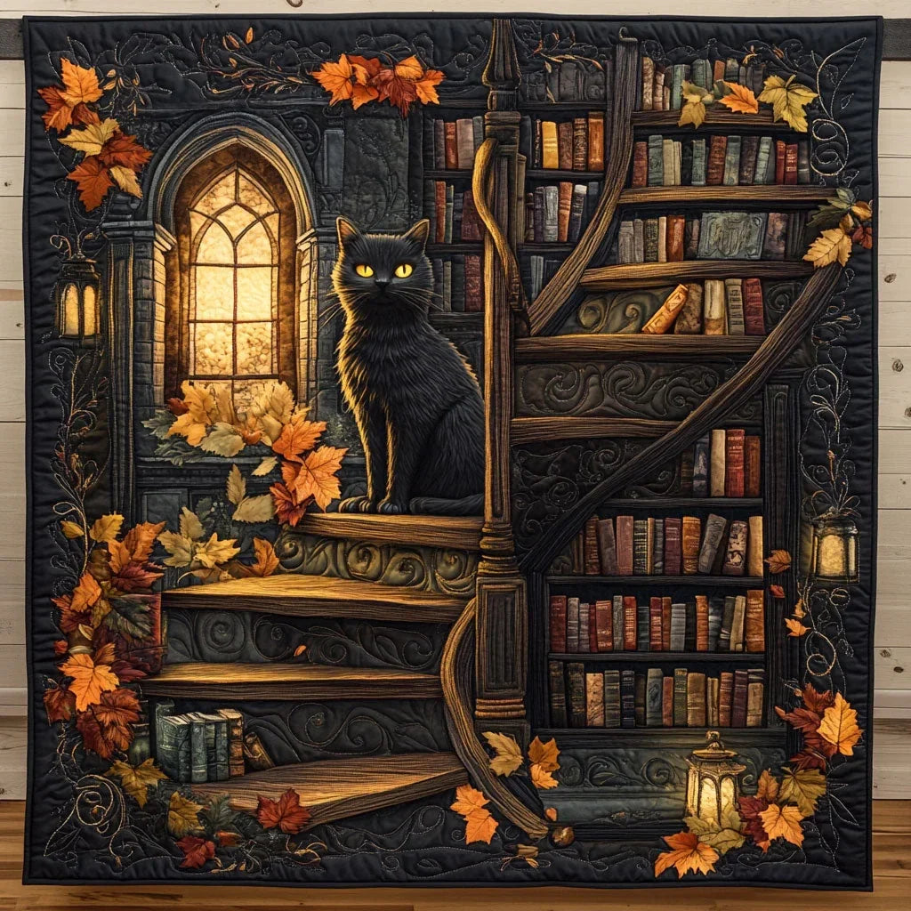 Cat Library Quilt Blanket