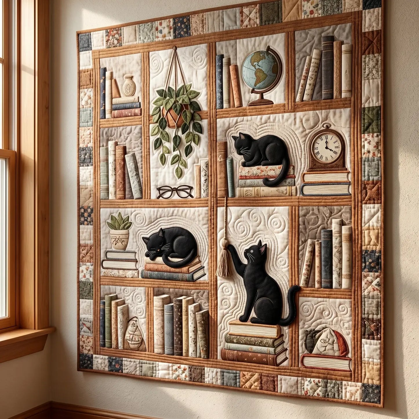 Cat Library Quilt Blanket