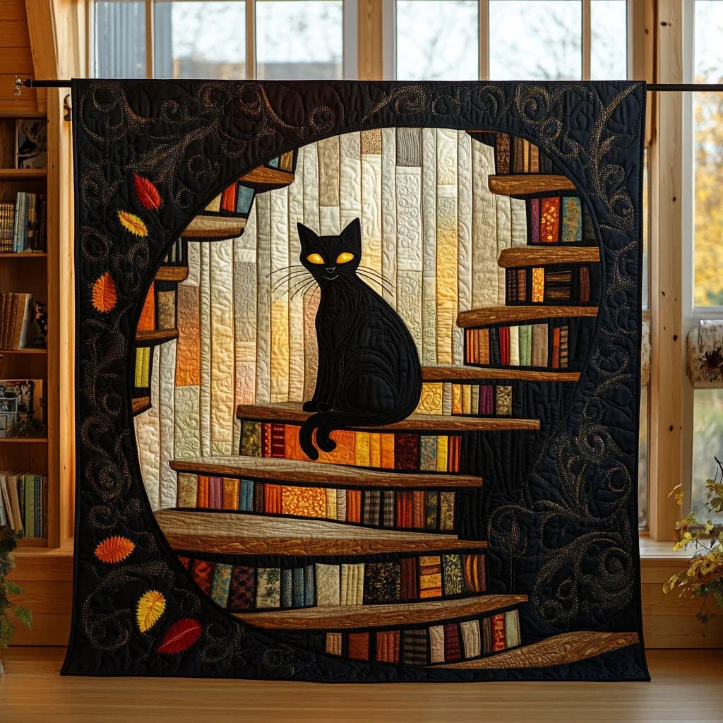Cat Mystic Books Quilt Blanket