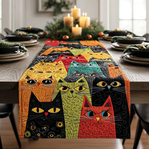 Cat Patch Delight Quilted Table Runner