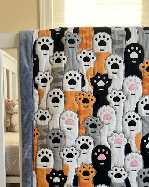 Cat Paw Quilt Blanket - Quilted Blanket by Wild and Way