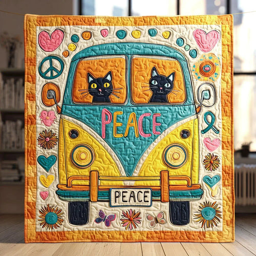 Cat Peace Wagon Quilt Blanket